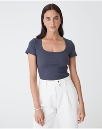 Forcast - Devon Scoop Neck Rib Tee