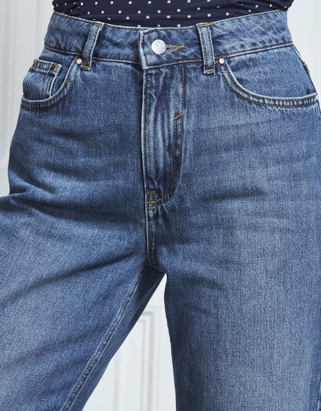 Sosandar - Denim Relaxed Fit Turn Up Jeans