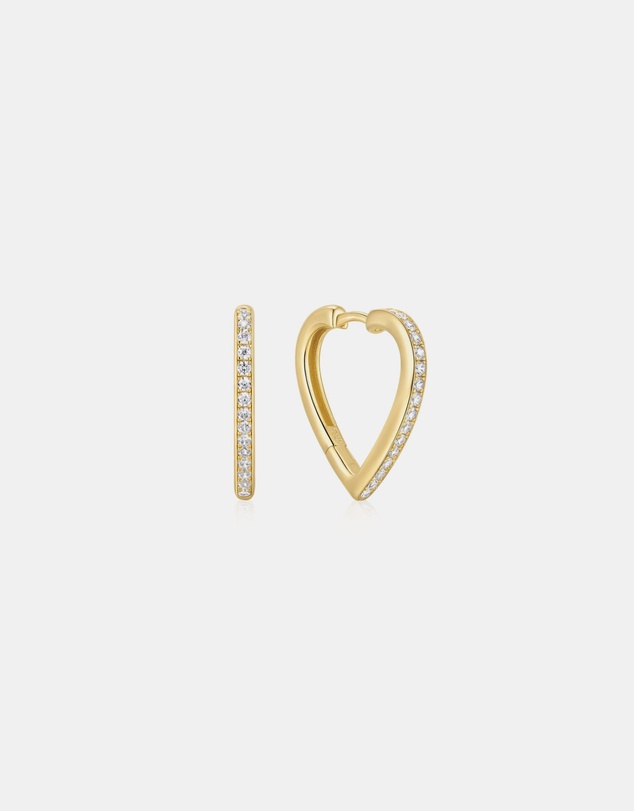 Ania Haie - Ania Haie Gold Medium Sparkle Heart Huggie Hoop Earrings
