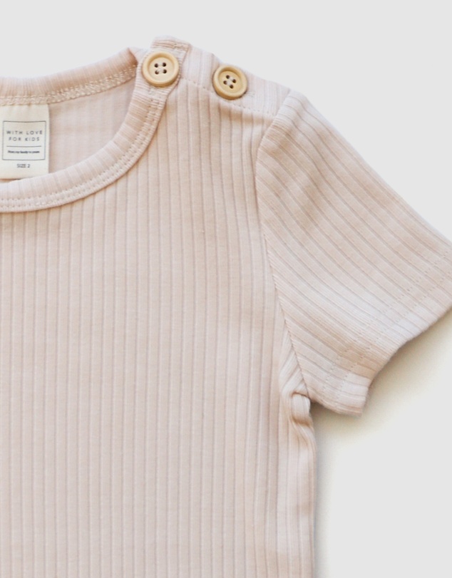 WITH LOVE FOR KIDS - BASICS Wide Ribbed Short Sleeve Top - Kids