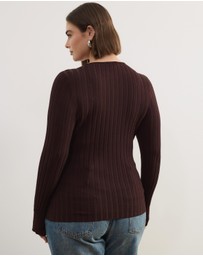 Atmos&Here Curvy - Rumi LS Fitted Rib Knit Top