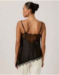 Tussah - Opal Satin Lace Trim Asymmetrical Cami Top