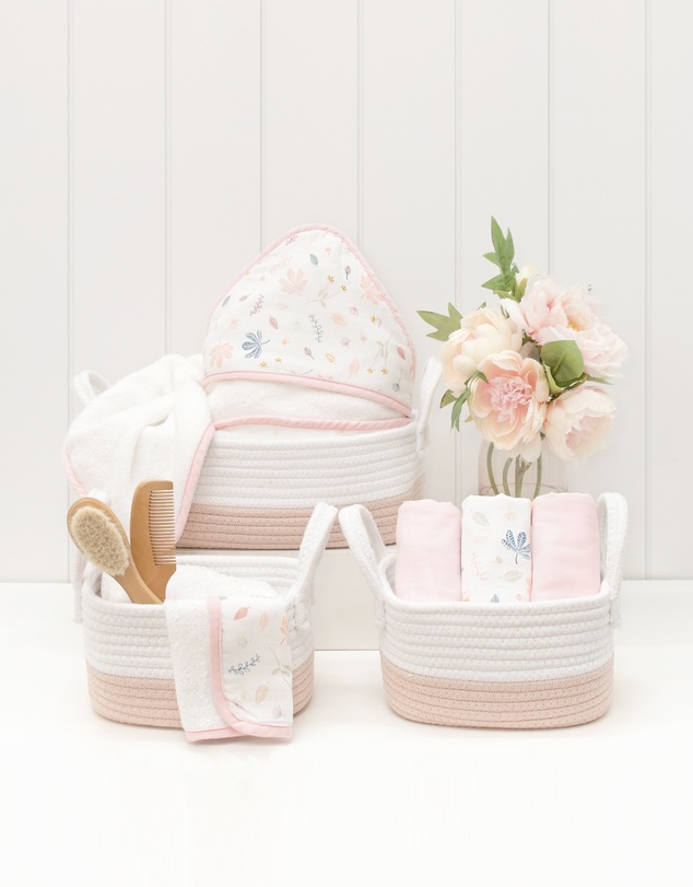 Living Textiles - 3 Pc Cotton Rope Storage Set - Blush/White