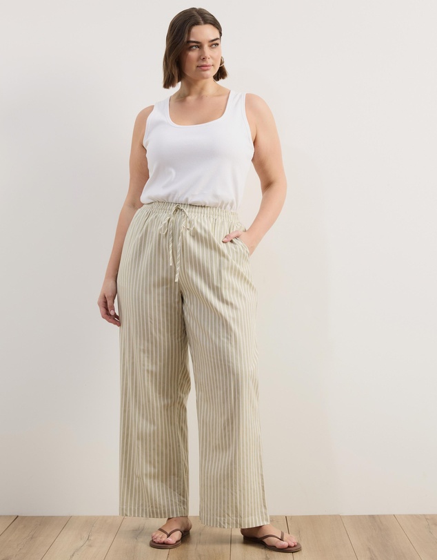 Atmos&Here Curvy - Elis Cotton Pants With Drawstring Detail At Waist