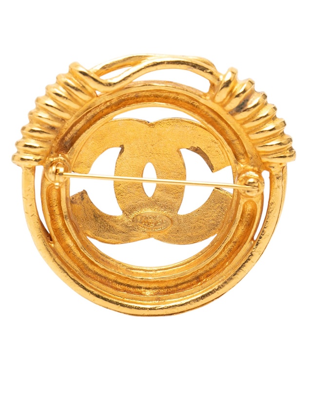 Pre-Loved by Azura Reborn - Pre-Loved Gold Plated CC Spring Round Brooch