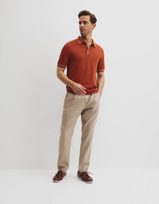 Country Road - Australian Cotton Blend Silk Tipped Knit Polo