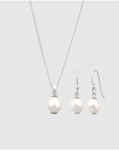 Elli Jewelry - Jewelry Set Women Elegant Synthetic Pearl 925 Sterling Silver