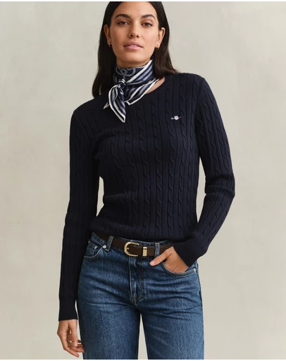 Gant - Stretch Cotton Cable Crew Neck Knit