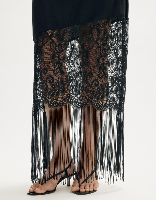 Minima Esenciales - Pia Fringe Lace Midi Skirt