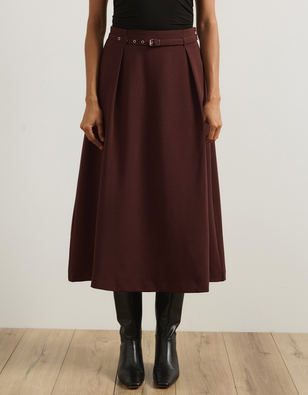 Atmos&Here - Rae Belted Flare Midi Skirt