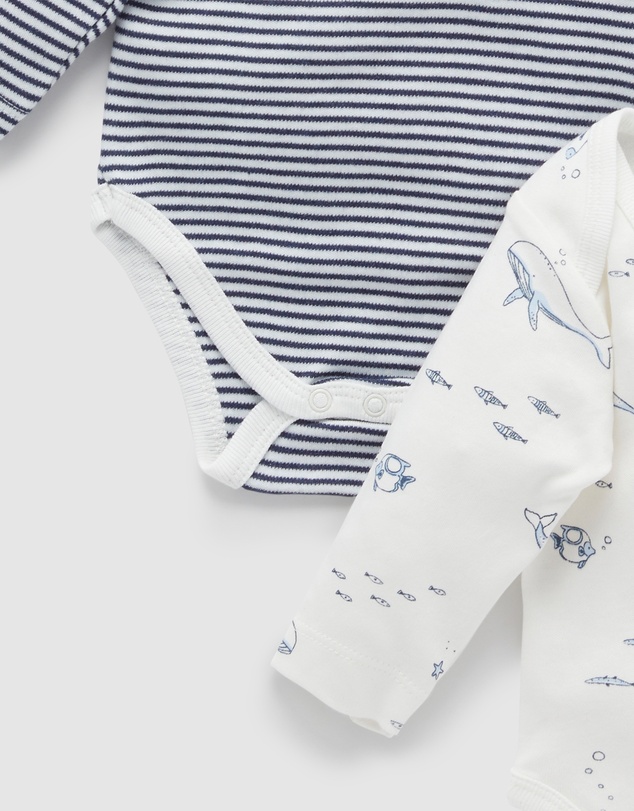 Purebaby - Easy Neck L/S Bodysuit 2 pack-Babies