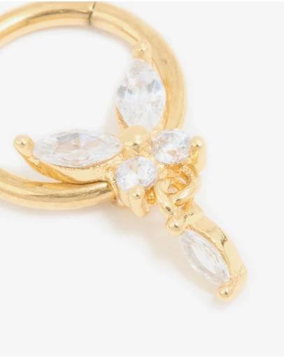 Lovisa - Gold Plated Surgical Steel Cubic Zirconia Marquise Drop Clicker Ring