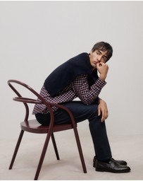 Trenery - Regular Fit Fine Check Shirt in Navy