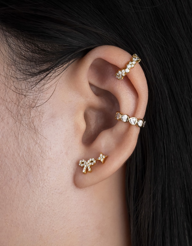 Wanderlust + Co - Bow Pave Flat Back Earring