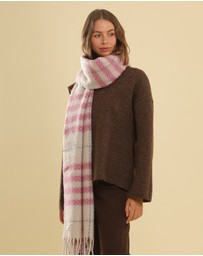 Morgan & Taylor - Hallie Scarf in Pink & Beige Check