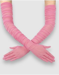 High Heel Jungle - Ariana Ruched Mesh Opera Glove - Pink
