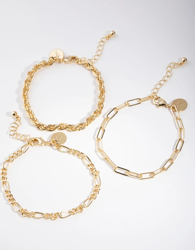 Lovisa - Gold Statement Mixed Chain Pack Bracelet