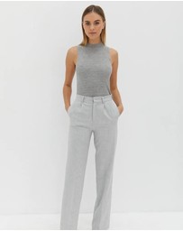 Style Addict - Mock Neck Tie Back Top - Grey