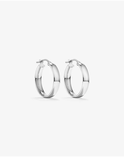 Michael Hill - 15mm Flat Round Hoop Earrings in 10kt White Gold