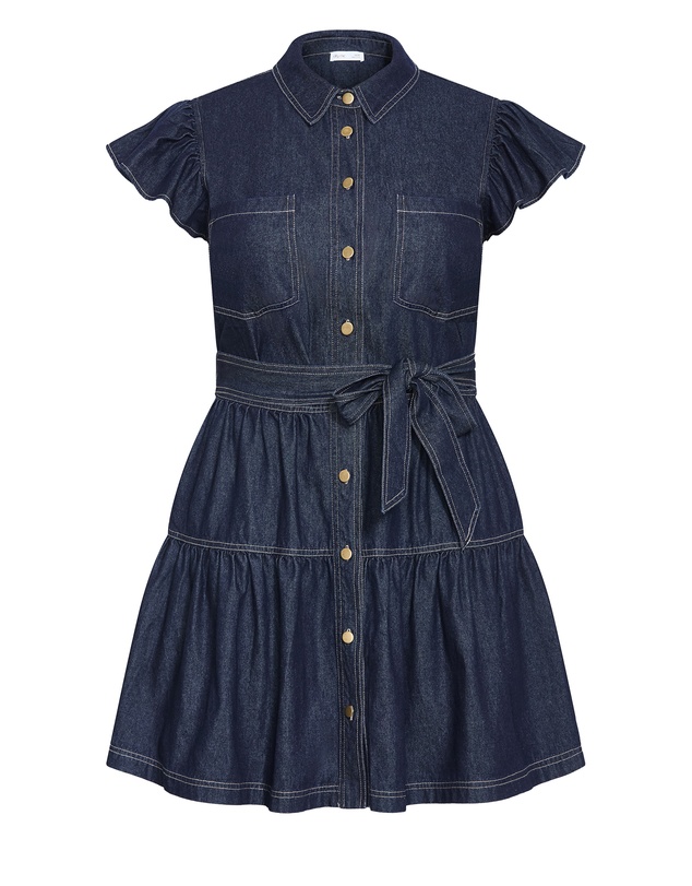City Chic - Plus size Kelsie Denim Mini Dress - dark wash