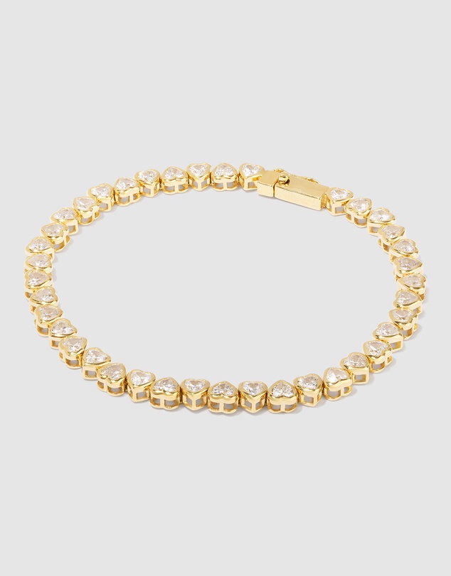 Wanderlust + Co - Heart Bezel 14K Gold Vermeil Tennis Bracelet