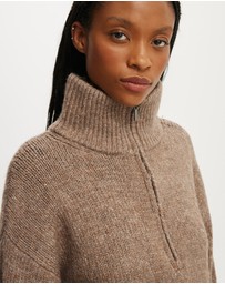 Cotton On - Luxe Funnel Zip Pullover
