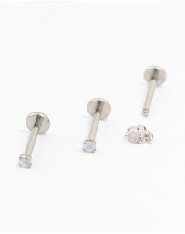 Lovisa - Surgical steel Cubic Zirconia Flat Back Studs 3-Pack