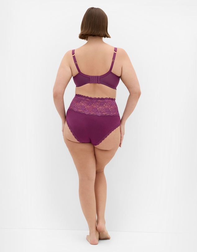 City Chic - Plus size Iris 3 Pack Cotton Hi Brief - pink icing purple iris black