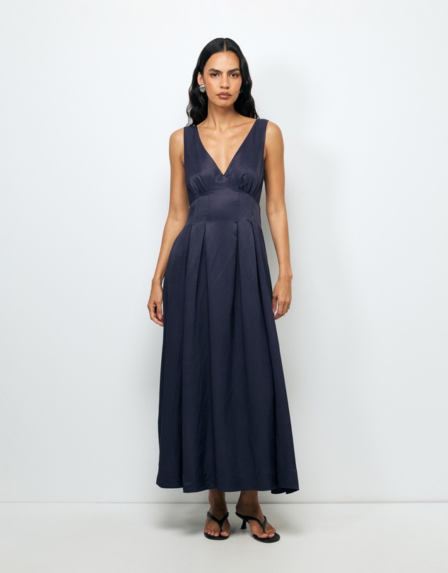 AERE - Nylah V-Neck Midi Dress