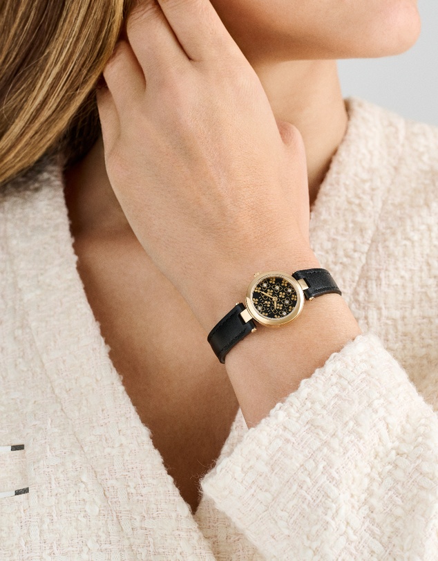Ted Baker - Jolyye 24mm Gold-Tone Case with Black Dial and Leather Strap