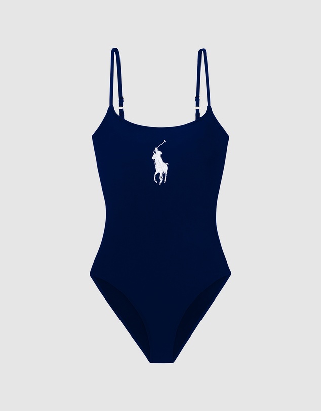 Polo Ralph Lauren - Kennedy Pony Logo Low Back One-Piece Swimsuit