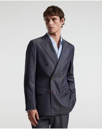 Calibre - Wool Denim Double-Breasted Suit Jacket Navy