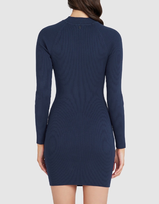 GUESS - Long Sleeve Mock Neck Cut Out Cambria Dress