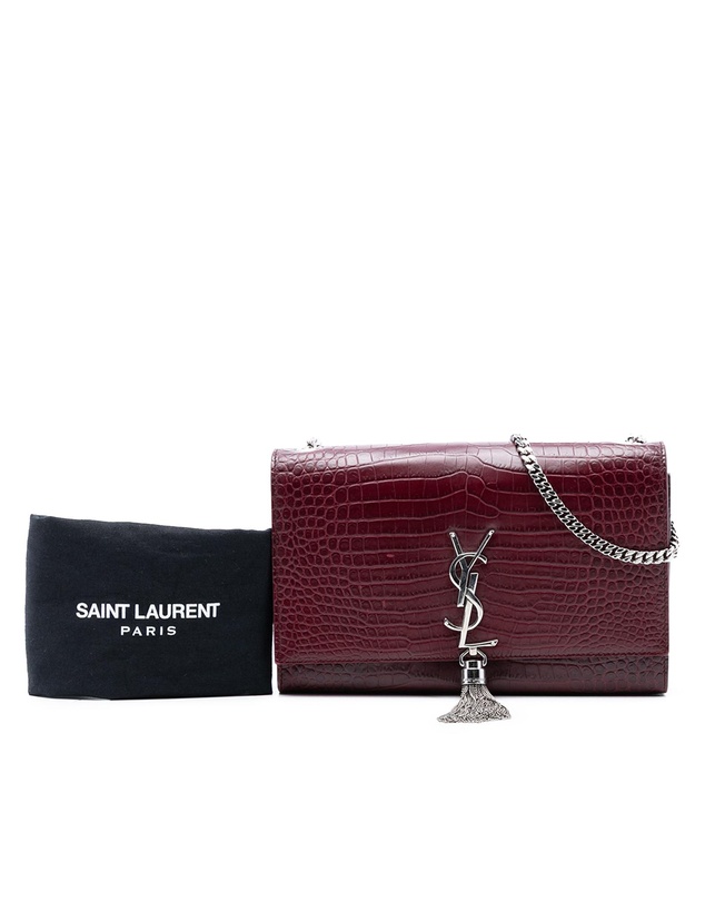 Pre-Loved by Azura Reborn - Pre-Loved Medium Croc Embossed Leather Monogram Kate Tassel Crossbody