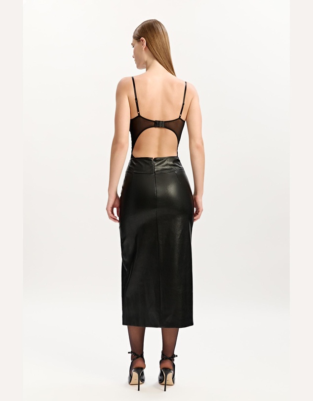 Bardot - Dante Vegan Leather Midi Skirt