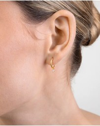 Lovisa - Gold Plated Sterling Silver Cubic Zirconia Dangle Hoop Earrings
