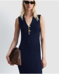& Other Stories - Rib-Knit Collared Midi Dress