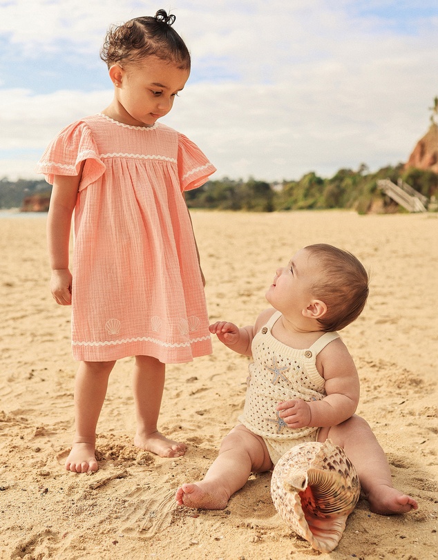 Kynd Baby - Crochet Romper in Coconut Star