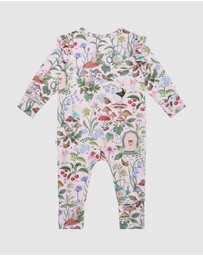 Fleur Harris - 'Enchanted Flowers Party' Precious Frill Coverall in Sugar Pink