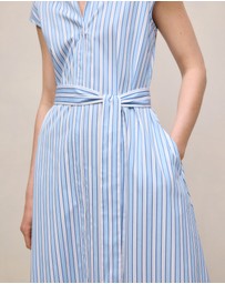 Trenery - Sateen Regency Stripe Shirt Dress in Pastel Blue