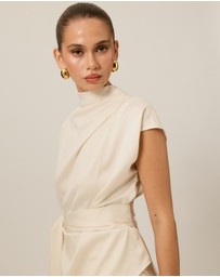 Tussah - Violet Drape Tie Detail Satin Top