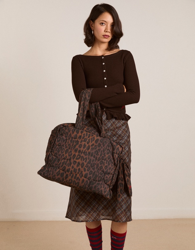 Damson Madder - Dark Leopard Quilted Tote Bag