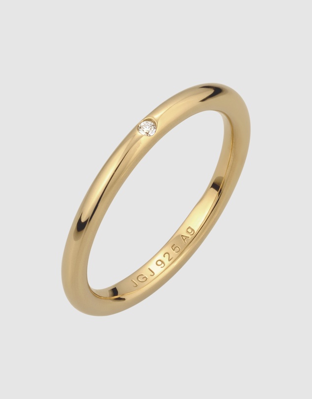 Elli Jewelry - Crystal Slim Band Ring in Gold-Plated 925 Silver