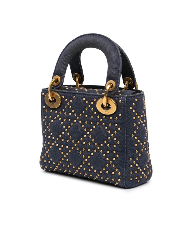 Pre-Loved by Azura Reborn - Pre-Loved Mini Denim Cannage Studded Supple Lady Dior