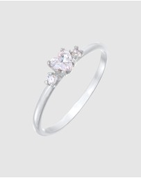 Elli Jewelry - Ring Zirconia Heart 925 Sterling Silver