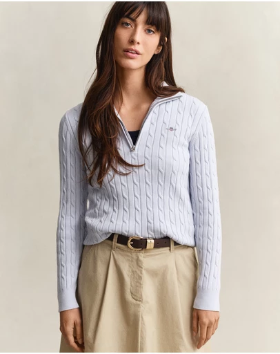 Gant - Stretch Cotton Cable Half Zip Sweater