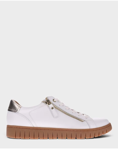 Mia Vita - Luna Zip Casual Sneaker - White/Tan