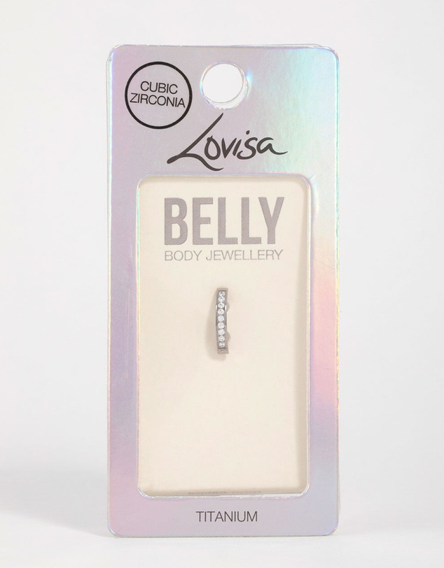 Lovisa - Titanium Cubic Zirconia Curved Ring Belly Ring