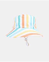 Minihaha - Luca Stripe Swim Hat With Quick Release Neck Tie - Babies-Kids