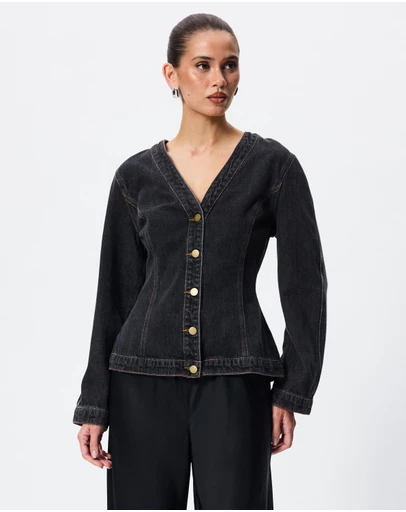 Tussah - Mae V-Neck Denim Jacket